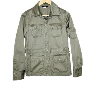 J Crew Y2K Military Jacket Green Womens Small Lightweight Field Shacket Shirt